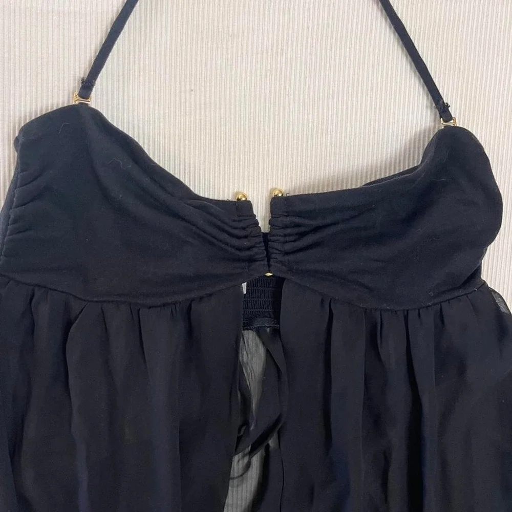 BONGO Black Sheer Halter Maxi Cover-Up Dress 2010s Tumblr-era beach/pool